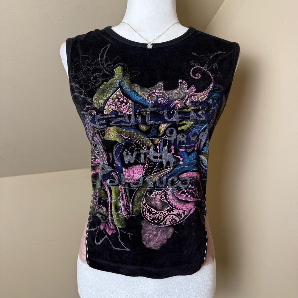 Y2K Parasuco Graphic Mesh‎ & Velvet Tank